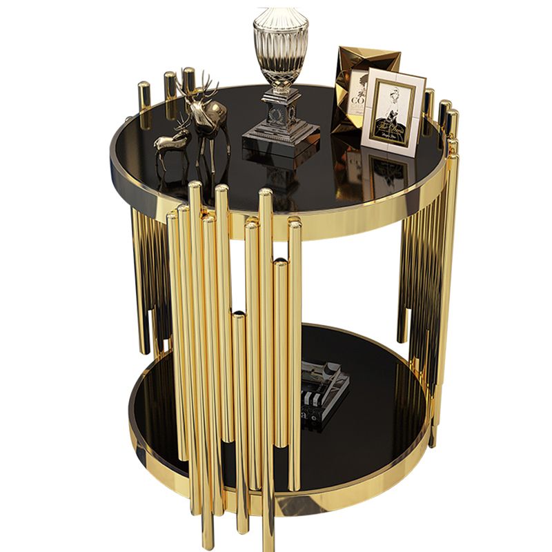 Contemporary Style Round Side End Table Metal Frame Side Table Clearhalo 'Coffee & Accent Tables' 'End & Side Tables' 'end_side_table' 'end_side_tables' 'furn' 'furn_end_side_tables' 'Furniture' 'furniture_end_side_table' 'Living Room Furniture' 1200x1200_4fae1e8b-f275-4b83-80a3-670e95d68974