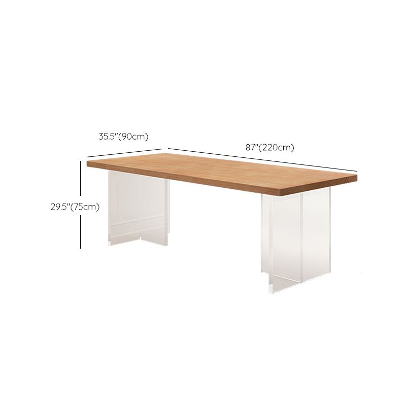Rectangle Acrylic Base Dining Table Medieval Modern Style Wood Table for Kitchen Clearhalo 'Dining Tables & Seating' 'Dining Tables' 'dining_table' 'furn' 'furn_dining_table' 'Furniture' 'Kitchen & Dining Furniture' 1200x1200_4faf42d6-9d55-4c94-9a5d-616e66b9e55a