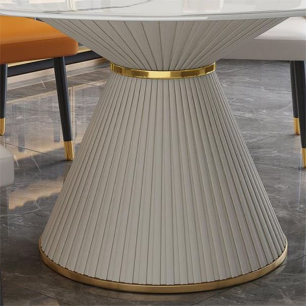 Stone Round Dining Table Contemporary Style Dining Site Table with Turntable Clearhalo 'Dining Tables & Seating' 'Dining Tables' 'dining_table' 'furn' 'furn_dining_table' 'Furniture' 'Kitchen & Dining Furniture' 1200x1200_4fb06fe9-3ce5-4813-af15-a04081fd7a8e
