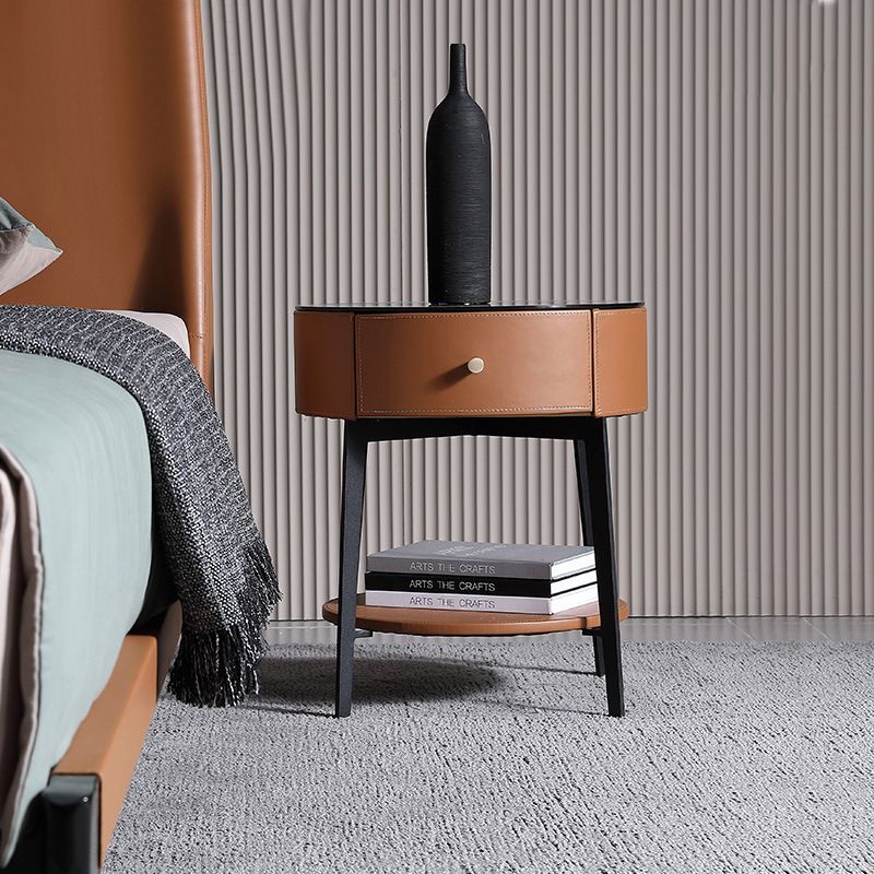 Tavolo da notte in vetro alto 20 "Abbassinamento da letto da letto con 1 scaffale