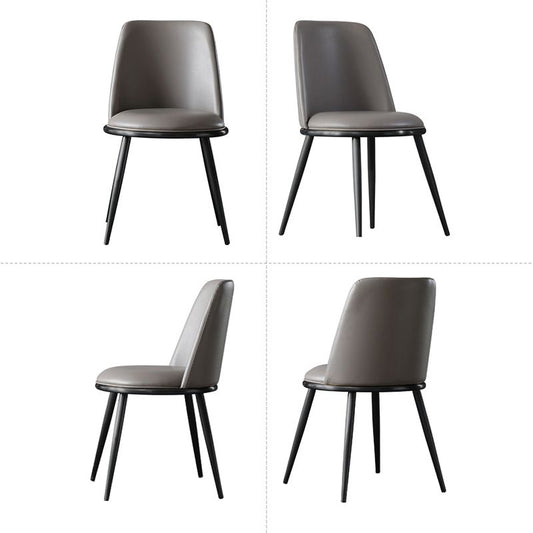 Sillas de comedor de cuero sintética y brazo de metal contemporáneos para la cocina