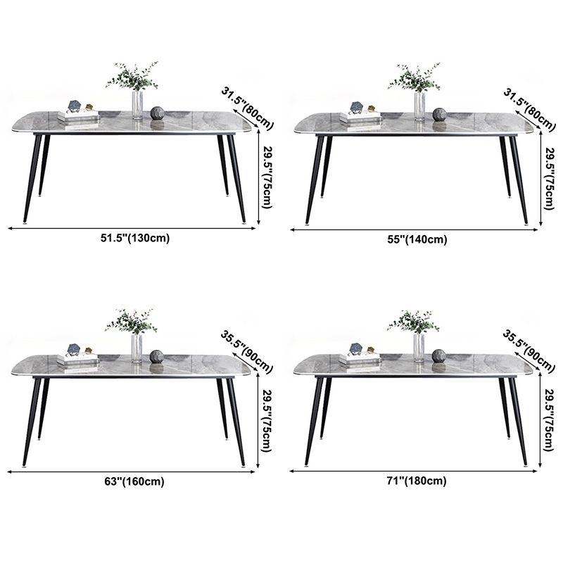Contemporary Rectangle Dining Table Grey Sintered Stone Dining Table with 4 Black Legs Clearhalo ' dining_table' 'Dining Tables & Seating' 'Dining Tables' 'furn' 'furn_dining_table' 'Furniture' 'furniture_dining_table' 'Kitchen & Dining Furniture' 'kitchen&dining_furn' 'kitchen' 'kitchen_dining_table' 1200x1200_4fbacff4-83e1-4008-bc0b-aa2aa845d266