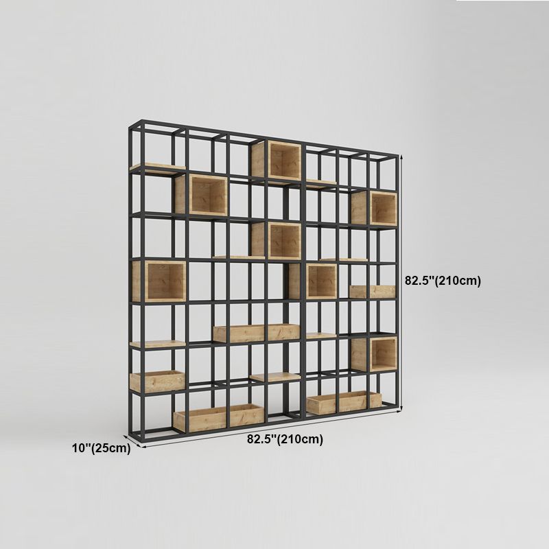 Modern Open Etagere Bookshelf with Black Iron Frame Pine Wood Shelf Clearhalo 'Bookcases' 'Furniture' 'furniture_bookcases' 'kitchen' 'kitchen_bookcases' 'Living Room Furniture' 'Office Furniture' 1200x1200_4fbc2268-092a-482e-b613-40a400a5cfbe