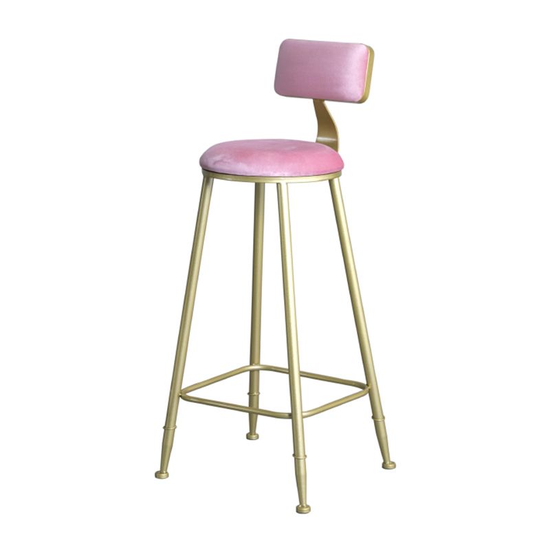 Glam Armless Backrest Counter Stool Iron Milk Tea Shop Bar Stool with Velvet Cushion Clearhalo 'Bar Furniture' 'Bar Stools' 'bar_stools' 'furn' 'furn_bar_stools' 'furniture_bar_stools' 'Kitchen & Dining Furniture' 'kitchen&dining_furn' 'kitchen' 'kitchen_furn' Furniture' 1200x1200_4fbc274f-98be-4be5-bd44-a0209c154f91