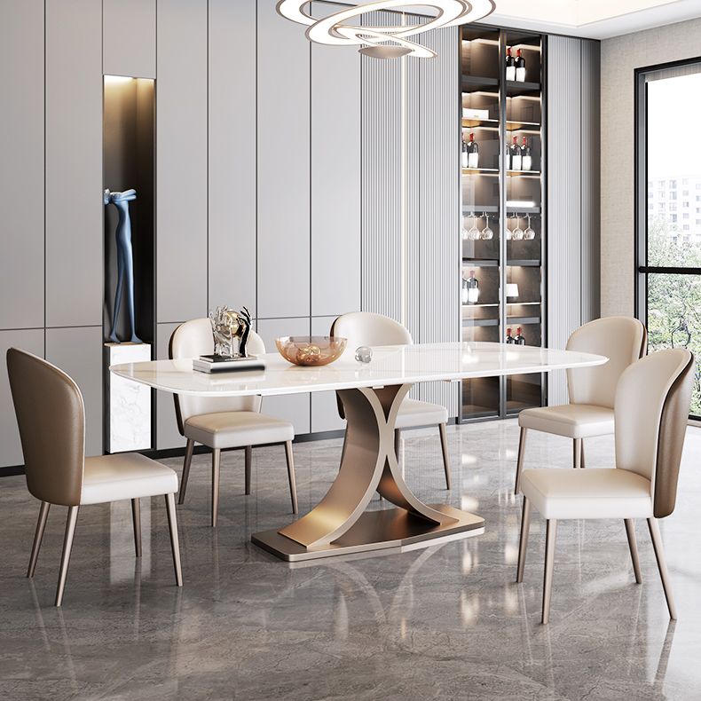 Modern Dining Table Set 1/2/5 Pcs Stone Dining Table with Armless Chairs