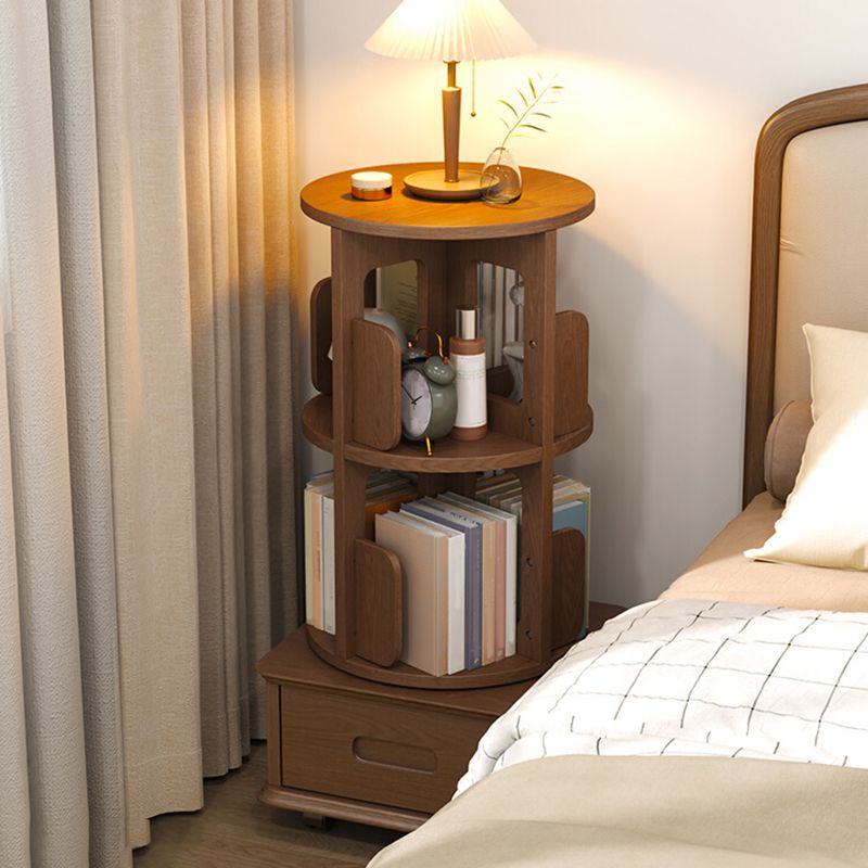 Contemporary Wooden Bookcase Standard Closed Back Bookshelf with Drawer