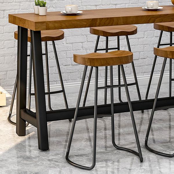 Mesa de barra rectangular de estilo módem mesa de comedor de barra de madera sólida con base de caballete