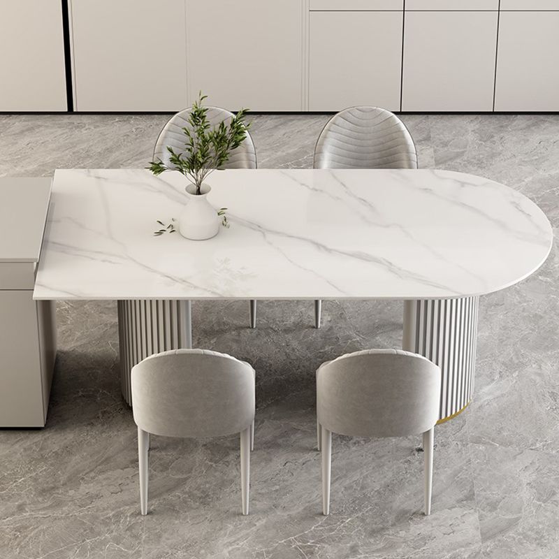Mesa de comedor de doble pedestal contemporáneo muebles de comedor de piedra