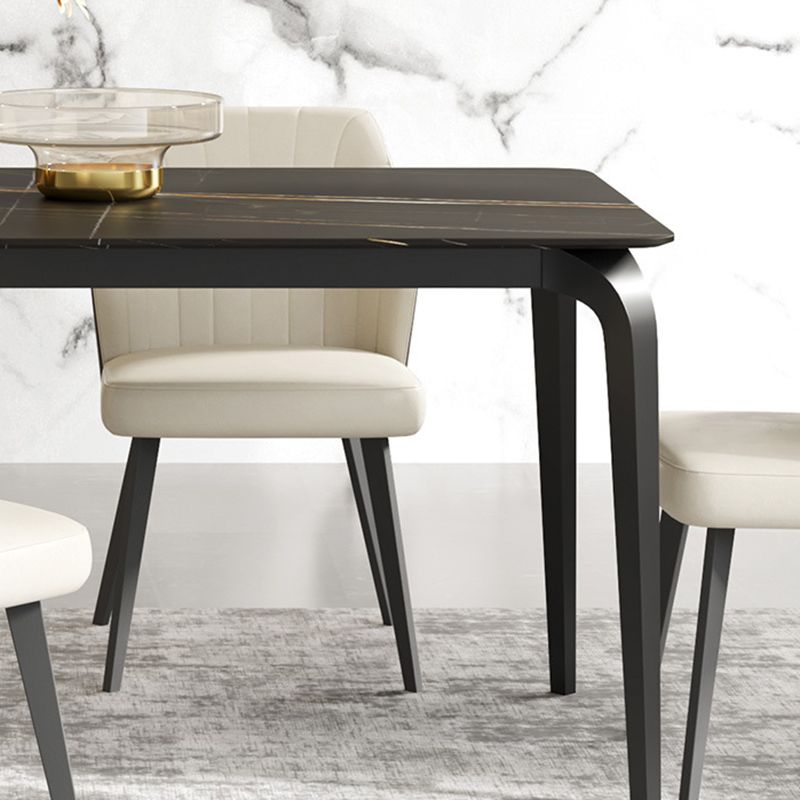 Contemporary Style 1/2/7 Pieces Dining Chairs Set Rectangle Stone Furniture in Black