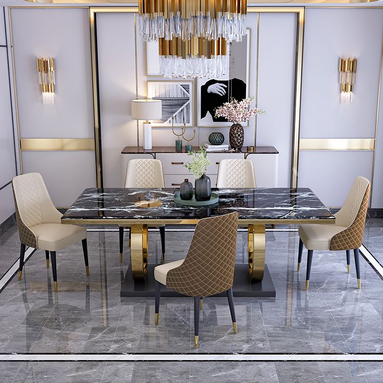 Modern 1/4/5/6/7 Pieces Black Dining Table Set with Marble Top Rectangle Dinette Set Clearhalo 'Dining Room Sets' 'Dining Tables & Seating' 'dining_room_set' 'furn' 'furn_dining_room_set' 'Furniture' 'furniture_dining_room_set' 'Kitchen & Dining Furniture' 'kitchen&dining_furn' 'kitchen' 1200x1200_4fc57cb6-de58-4980-9cfb-e1b6d99b21f4