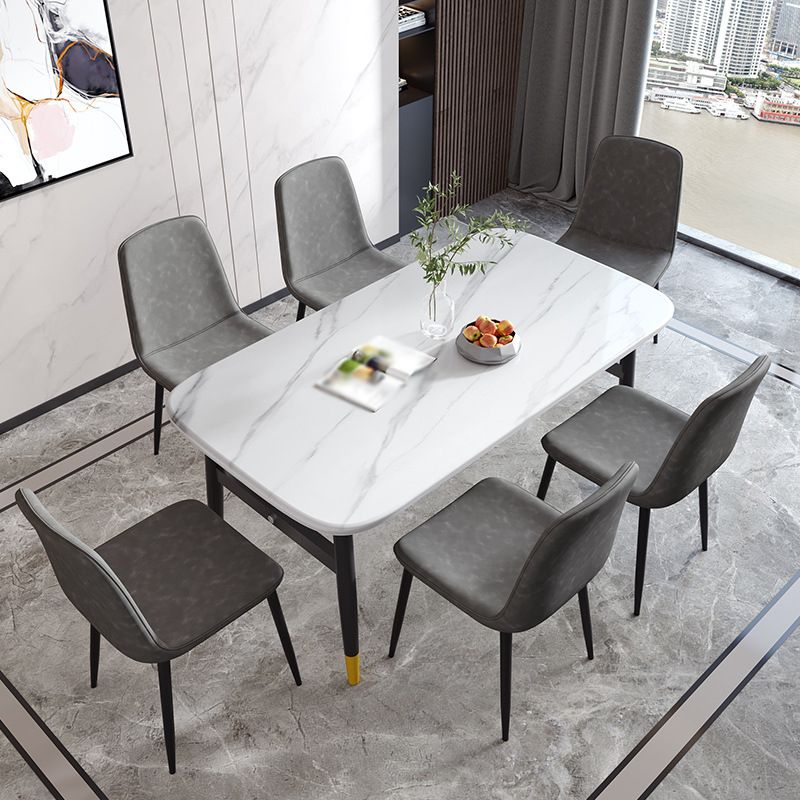 Industrial Metal Dining Room Chair PU Leather Armless Chairs for Home Use (Set of 4) Clearhalo ' kitchen&dining_furn' 'Dining Chairs' 'Dining Tables & Seating' 'dining_chair' 'Furniture' 'furniture_dining_chair' 'Kitchen & Dining Furniture' 'kitchen' 1200x1200_4fc69373-db77-4ee4-840c-f0f1ee64326c