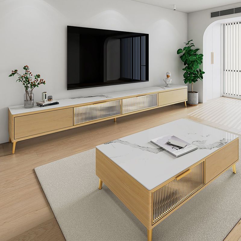 スレートとウッドテレビスタンドモダンミニマリストホームクローズドテレビスタンドコンソール