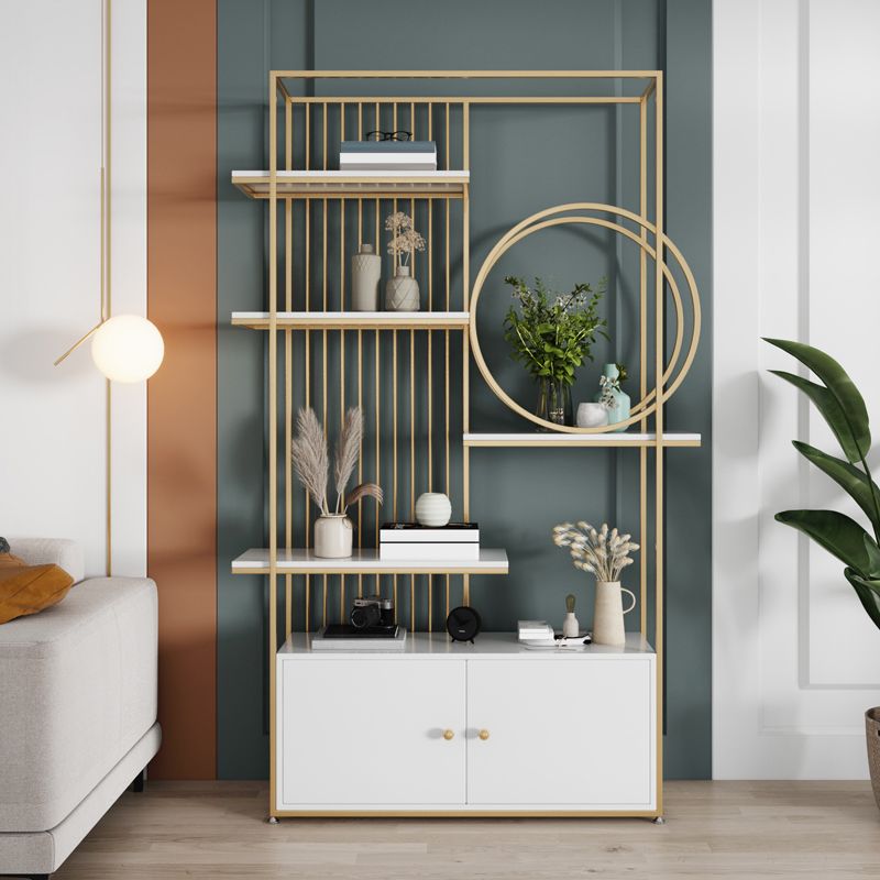 Glam Style Open Bookshelf Metal 6-shelf Bookcase for Home Office Clearhalo 'Bookcases' 'furn' 'furn_bookcases' 'Furniture' 'furniture_bookcases' 'Office Furniture' 1200x1200_4fcc0051-f343-44b7-a0cd-390bd72f3b0c