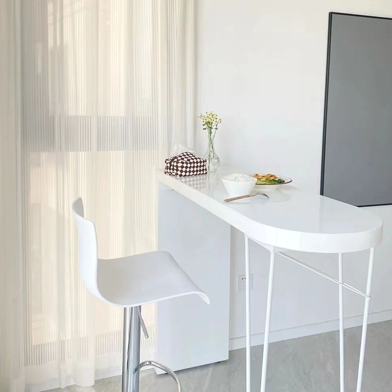 Tavolo da pranzo moderno bar in legno in legno tavolo da pub in altezza bianca con doppio piedistallo