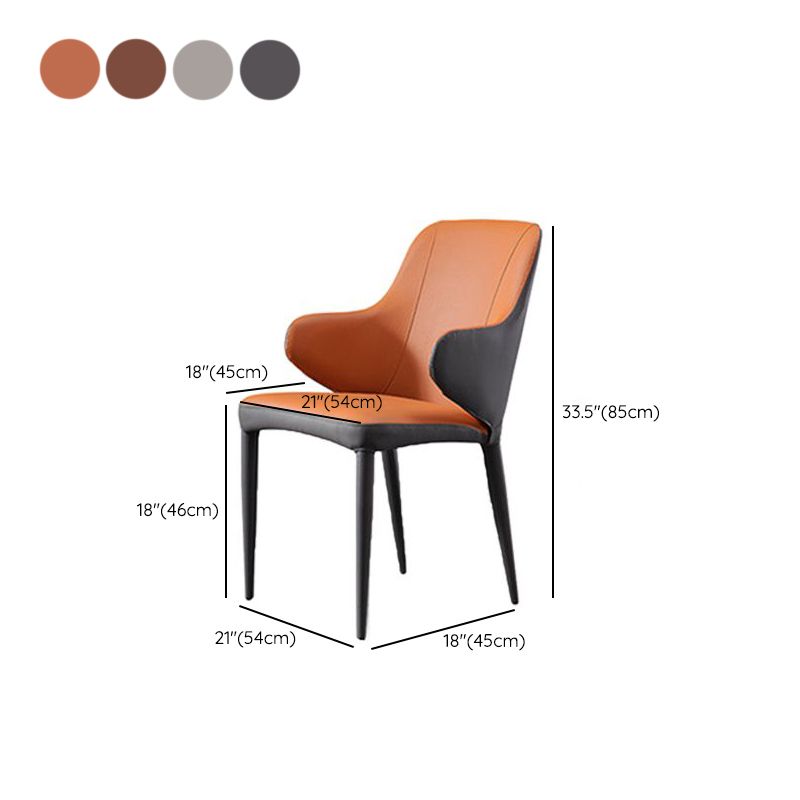 Sillas laterales de brazo de estilo moderno silla de cuero falso con patas de metal para uso en el hogar