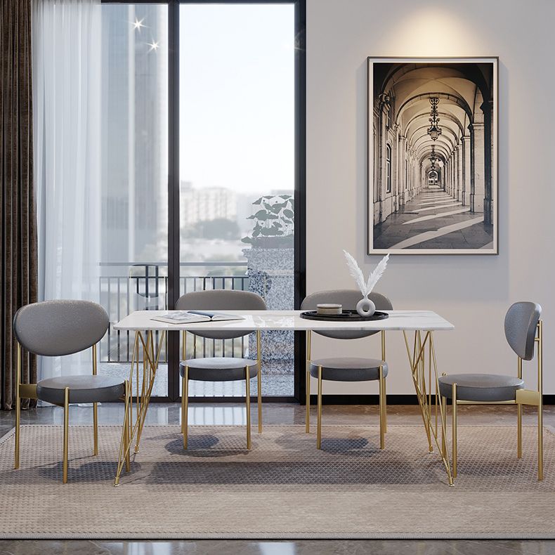 White Stone Top Dining Table Set 1/2/5 Pieces Contemporary Indoor Dinette Set Clearhalo 'Dining Room Sets' 'Dining Tables & Seating' 'dining_room_set' 'furn' 'furn_dining_room_set' 'Furniture' 'Kitchen & Dining Furniture' 1200x1200_4fcd385c-12b5-4894-a1b2-3891c3cbafa3