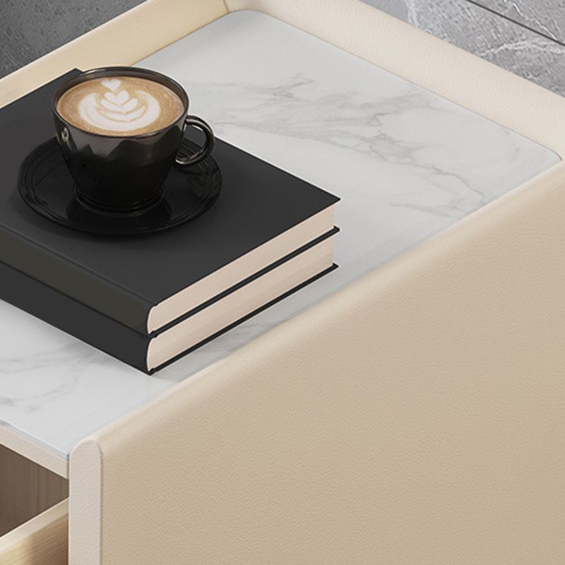 Mesa de acento de piedra contemporánea Nightsand de 19.68 "Alto 1 cajón de la cama de la cama de cajones
