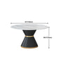 Round Stone Dining Table Black Base Traditional Luxury Dinette Table in White Clearhalo 'Dining Tables & Seating' 'Dining Tables' 'dining_table' 'furn' 'furn_dining_table' 'Furniture' 'furniture_dining_table' 'Kitchen & Dining Furniture' 1200x1200_4fcf0883-a0bd-4ba1-a43d-06fa07c56df6