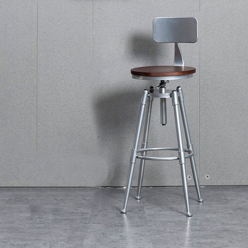 Industrial Iron Adjustable Swivel Barstool Indoor Tall Stool with Round Pine Seat Clearhalo 'Bar Furniture' 'Bar Stools' 'bar_stools' 'furniture_bar_stools' 'Kitchen & Dining Furniture' 'kitchen&dining_furn' 'kitchen' 'kitchen_furn' Furniture' 1200x1200_4fd1f62d-3adf-45f5-8cde-9bbc0c8ba319