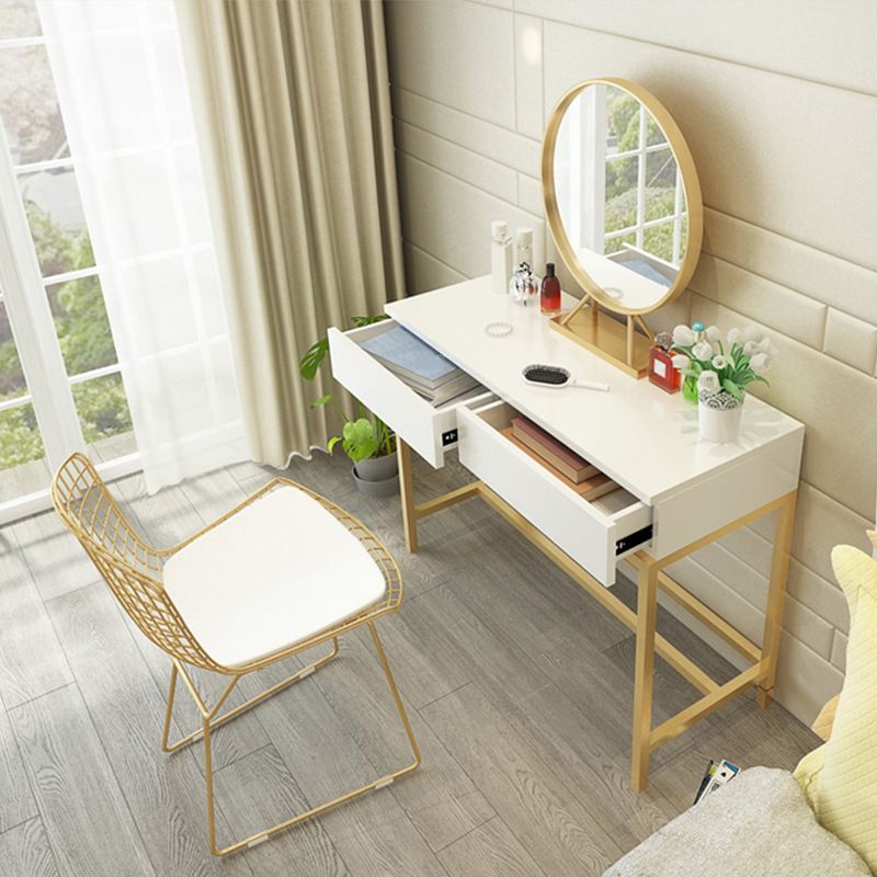 Bright White Makeup Vanity Desk 15.74" Wide Vanity Tables with 2 Storage Drawers Clearhalo 'Bedroom Furniture' 'furn' 'furn_makeup_vanities' 'Furniture' 'Makeup Vanities' 'makeup_vanities' 1200x1200_4fd24d68-45c0-4075-818b-7a5d92e43dde