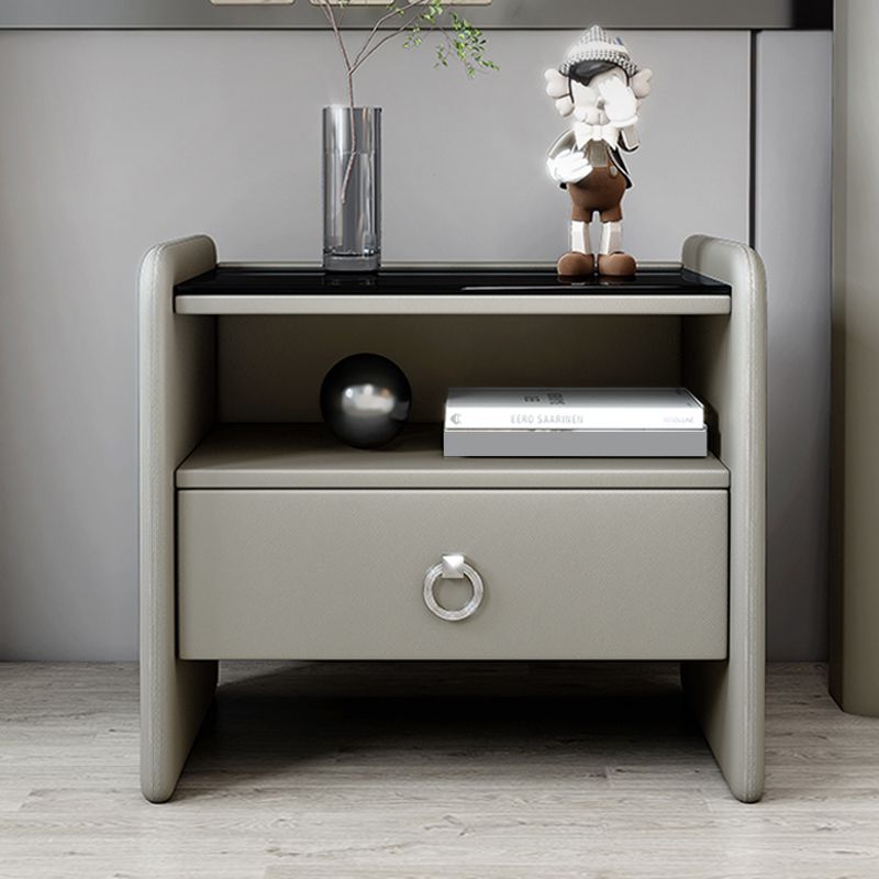 18" H Modern Bed Nightstand Glass Top Solid Wood Open Storage Night Table Clearhalo 'Bedroom Furniture' 'furn' 'furn_night_stand' 'Furniture' 'night_stand' 'Nightstands' 1200x1200_4fd382ef-1d2b-47fb-99ff-7252c9696b3d