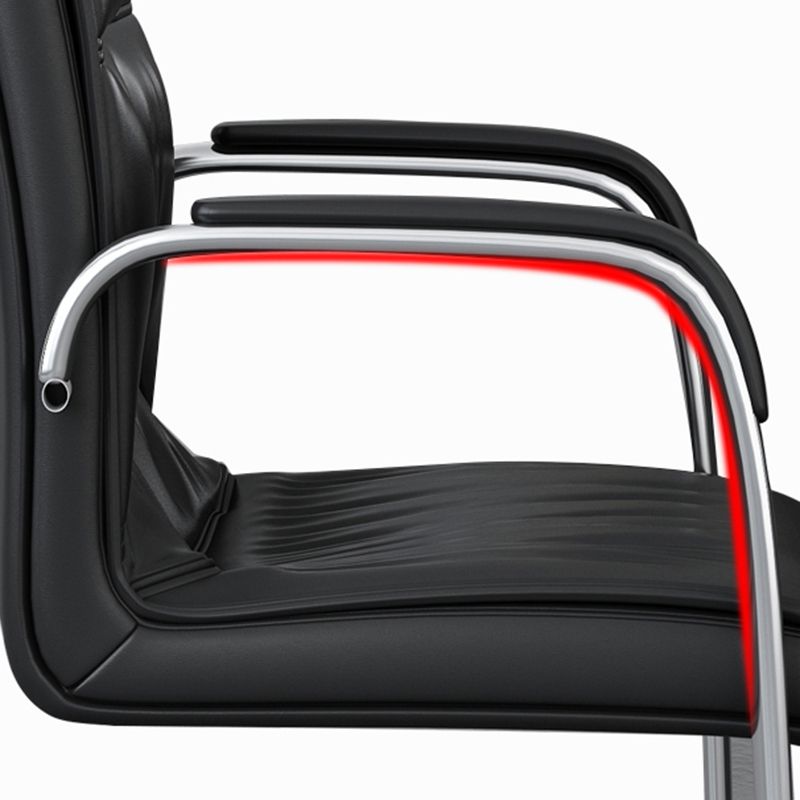 Sedia da ufficio a bracci fissi moderni sedia da ufficio in pelle nera