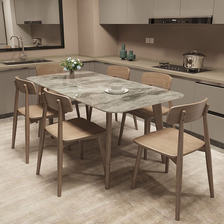 Tavolo da pranzo in stile shaker rettangolo 4 gambe marroni in legno massiccio tavolo da pranzo