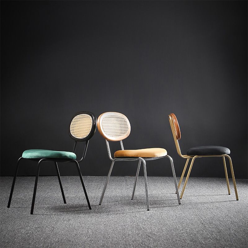 Glam Style Side Chair Upholstered Cane Back Dining Chair for Indoor Clearhalo 'Dining Chairs' 'Dining Tables & Seating' 'dining_chair' 'furn' 'furn_dining_chair' 'Furniture' 'furniture_dining_chair' 'Kitchen & Dining Furniture' 1200x1200_4fd5ee68-562a-4f89-bcc4-e1a4e90178e2