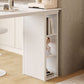 Mesa de bar blanca de forma libre con base de almacenamiento para lugares pequeños