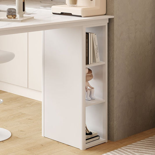 Witte vrije vorm balktafel met opslagbasis voor kleine plaatsen