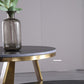 Black Round Slate Coffee Table Luxurious Steel Frame Cocktail Table