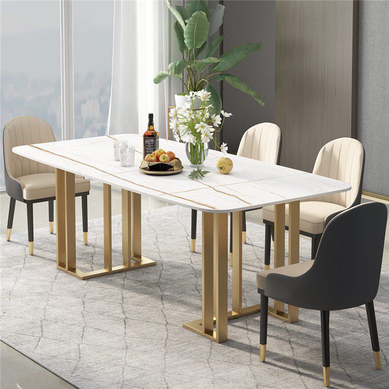 Rectangle Double Pedestal Luxury Table Sintered Stone Fixed Table for Kitchen Clearhalo ' dining_table' 'Dining Tables & Seating' 'Dining Tables' 'furn' 'furn_dining_table' 'Furniture' 'furniture_dining_table' 'Kitchen & Dining Furniture' 'kitchen&dining_furn' 'kitchen' 'kitchen_dining_table' 1200x1200_4fd98c04-d3d9-4b1d-ba30-37053f82e4e7