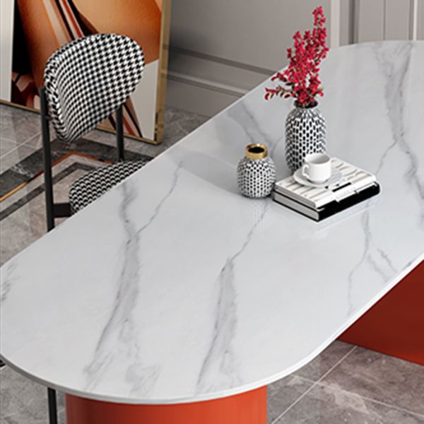 Oval Sintered Stone Dining Table Modern White Dining Table with Double Pedestal Base Clearhalo ' dining_table' 'Dining Tables & Seating' 'Dining Tables' 'furn' 'furn_dining_table' 'Furniture' 'furniture_dining_table' 'Kitchen & Dining Furniture' 'kitchen&dining_furn' 'kitchen' 'kitchen_dining_table' 1200x1200_4fdc6413-a143-431c-b93f-482e2e6660a8