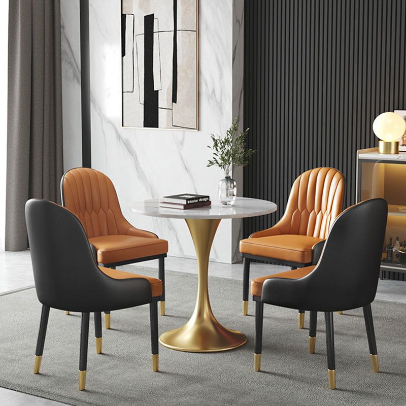Metal Traditional Luxury Round Table for Home Sintered Stone Table with Tulip Clearhalo 'Dining Tables & Seating' 'Dining Tables' 'dining_table' 'furn' 'furn_dining_table' 'Furniture' 'Kitchen & Dining Furniture' 1200x1200_4fdc9ccc-e761-4e48-9656-932da465f765