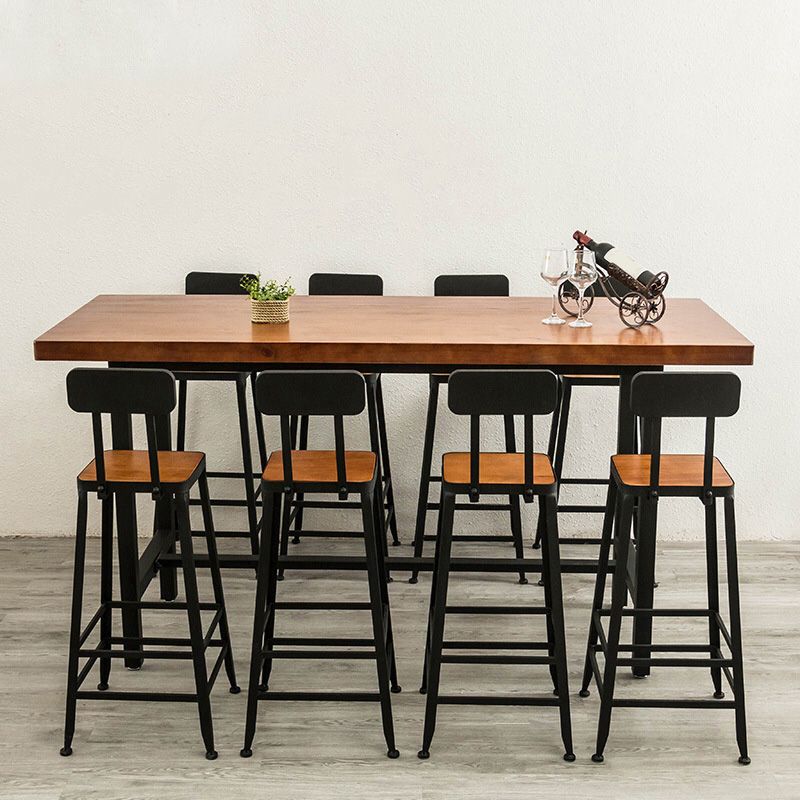 Mesa de bar con base metálica moderna Mesa rectangular de madera para pub bistró