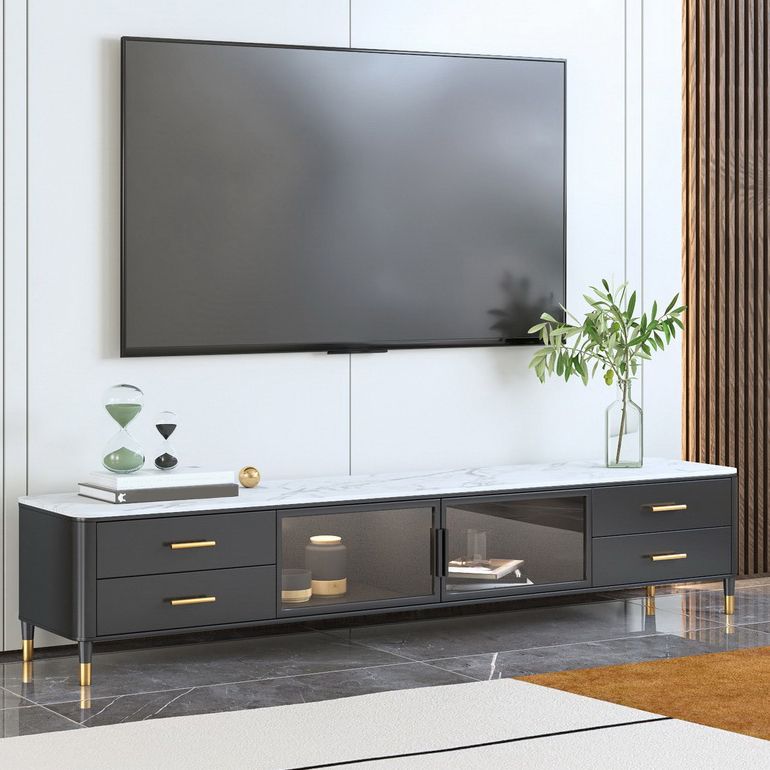 17.75 "W TV Stand Stand Glam -stijl ingesloten opslag tv -console met 4 laden