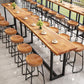 Rectangle Solid Wood Bar Table Black Legs and Metal Base Bar Table