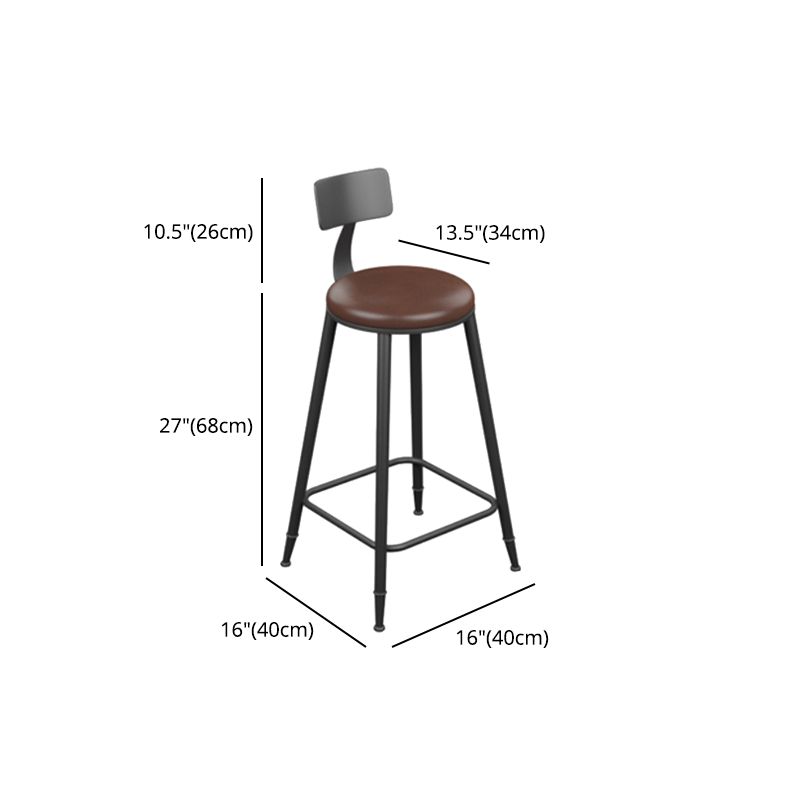 Industrial Armless Counter Stool Steel Cafe Bar Stool with Leather Cushion and Pedal Clearhalo 'Bar Furniture' 'Bar Stools' 'bar_stools' 'furn' 'furn_bar_stools' 'Furniture' 'furniture_bar_stools' 'Kitchen & Dining Furniture' 1200x1200_4fe187d0-6fb2-4236-91cc-103019a31db8