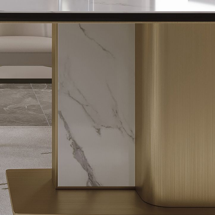 Nordic Glam Style Sintered Stone Rectangle Table Set 1/4/5/7 Pieces Dining Set Clearhalo 'Dining Room Sets' 'Dining Tables & Seating' 'dining_room_set' 'furn' 'furn_dining_room_set' 'Furniture' 'Kitchen & Dining Furniture' 1200x1200_4fe2f9f9-347b-4a14-a7e4-4bd079a2462d