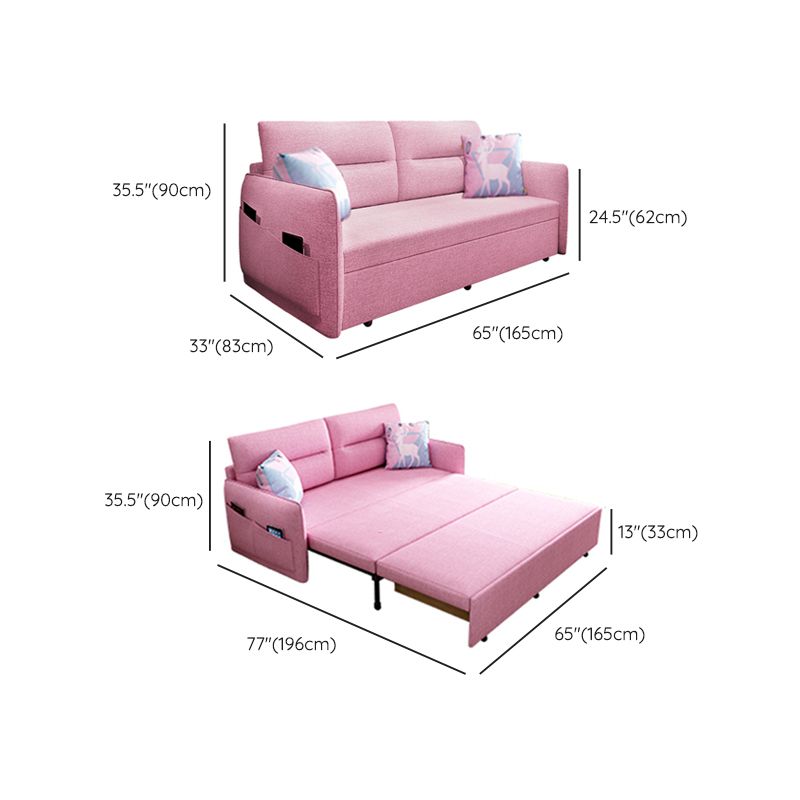 Pink Metal Daybed with Upholstered Contemporary Convertible Kids Bed Clearhalo 'furn' 'furn_futons' 'Furniture' 'Futons & Daybeds' 'Futons' 'Living Room Furniture' 1200x1200_4fe500b1-c8d1-4164-9139-d2b8374b1b0c