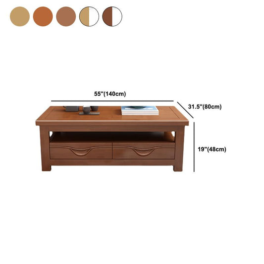 Tavolino in legno massiccio in stile rettangolare in stile moderno 4 gambe con tavolino da caffè a cassetto