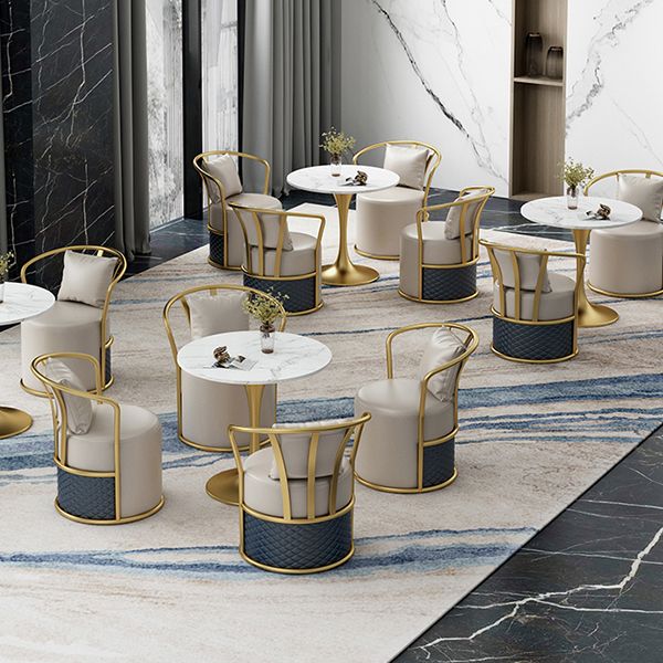 Juego de comedor glamoroso con sillas de cuero 1/4/5 piezas de mesa blanca brillante juego de mesa de comedor de piedra blanca