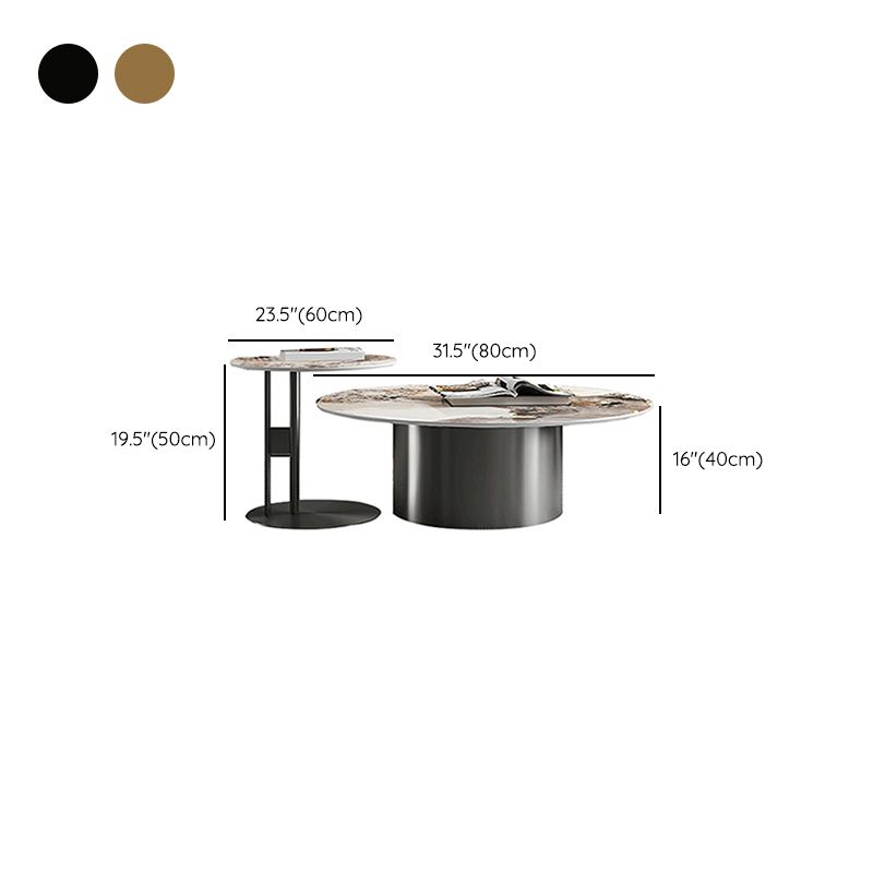 Pedestal Round Coffee Table Glam Slate Nesting Coffee Table Set Clearhalo 'Coffee & Accent Tables' 'Coffee Tables' 'coffee_tables' 'furn' 'furn_coffee_tables' 'Furniture' 'Living Room Furniture' 1200x1200_4fea6814-a6a4-4a66-b7ac-350bcb2d312a