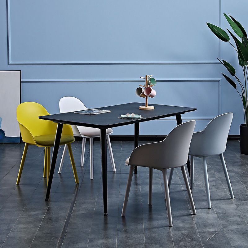Contemporary Plastic Restaurant Arm Chair Matte Finish Solid Back Dining Chair (Set of 4) Clearhalo ' kitchen&dining_furn' 'Dining Chairs' 'Dining Tables & Seating' 'dining_chair' 'Furniture' 'furniture_dining_chair' 'Kitchen & Dining Furniture' 'kitchen' 1200x1200_4feabc87-2f05-4e17-903c-13c260d9548b