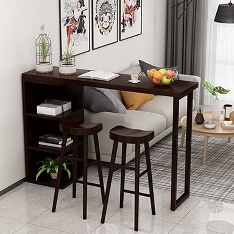 Modern Wood Pub Table with Rectangle Table Top Double Pedestal Table- 41.3" H Clearhalo 'Bar Furniture' 'Bar Tables' 'bar_tables' 'furn' 'furn_bar_tables' 'Furniture' 'furniture_bar_tables' 'Kitchen & Dining Furniture' 1200x1200_4fed1ee4-5d23-42af-bfd2-9243333f5e60