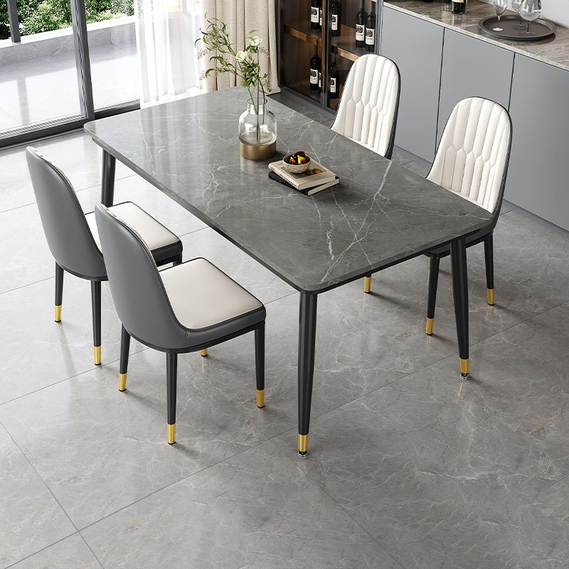 Rectangle Industrial Sintered Stone Dining Table 4 Legs Carbon Steel Base Table for Home Clearhalo ' dining_table' 'Dining Tables & Seating' 'Dining Tables' 'furn' 'furn_dining_table' 'Furniture' 'furniture_dining_table' 'Kitchen & Dining Furniture' 'kitchen&dining_furn' 'kitchen' 'kitchen_dining_table' 1200x1200_4fed9687-3a7e-43a5-9136-717b8c8df8b1