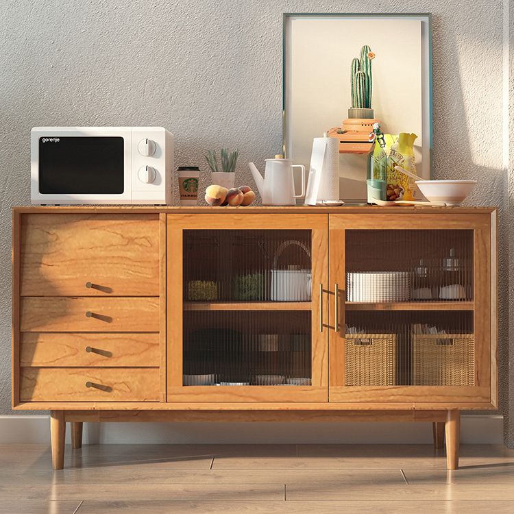 Tavolo a buffet in legno massiccio di pino con cassetti