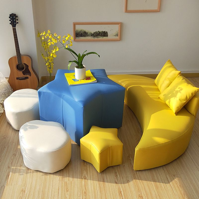 Modern Water Resistant Standard Specialty Shape Pink Leather Ottoman