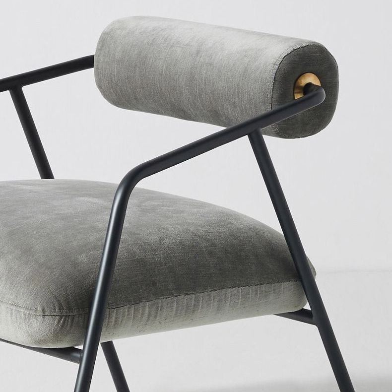 Metal Contemporary Indoor Arm Chair Matte Fabric Open Back Chair Clearhalo ' kitchen&dining_furn' 'Dining Chairs' 'Dining Tables & Seating' 'dining_chair' 'furn' 'furn_dining_chair' 'Furniture' 'furniture_dining_chair' 'Kitchen & Dining Furniture' 'kitchen' 1200x1200_4ff04cf7-6297-4754-929b-2fd5ade81a0a