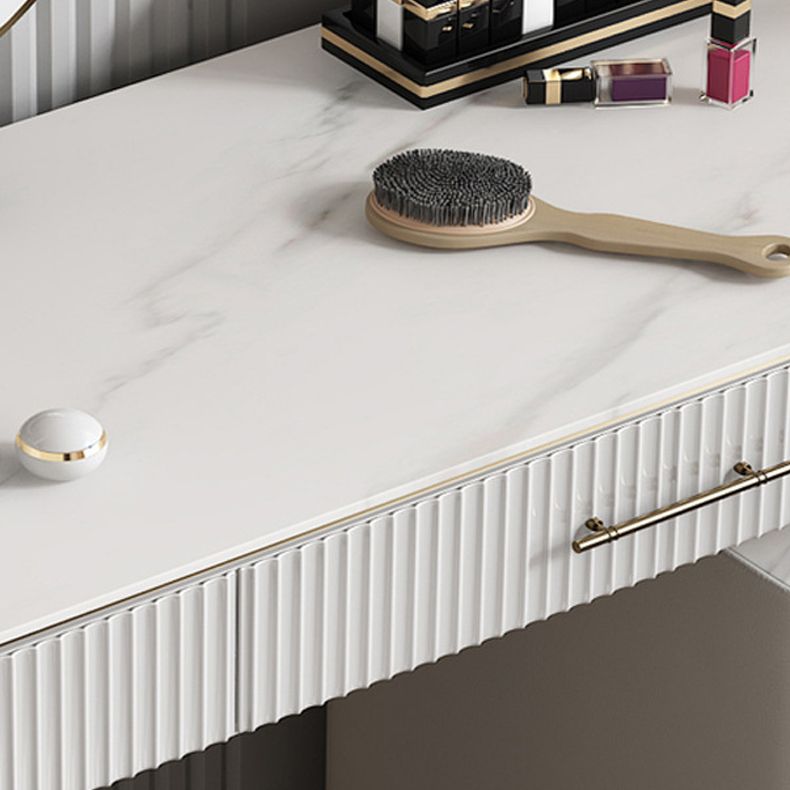 17.71" Wide Modern Make-up Vanity with 5 Storage Drawers Bright White Wood Vanity Set